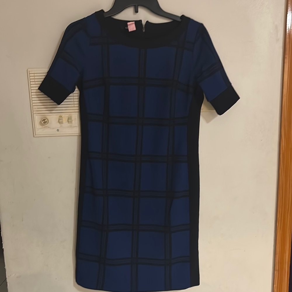 Alfani Blue and Black Sheath Mini Dress Crew Neck